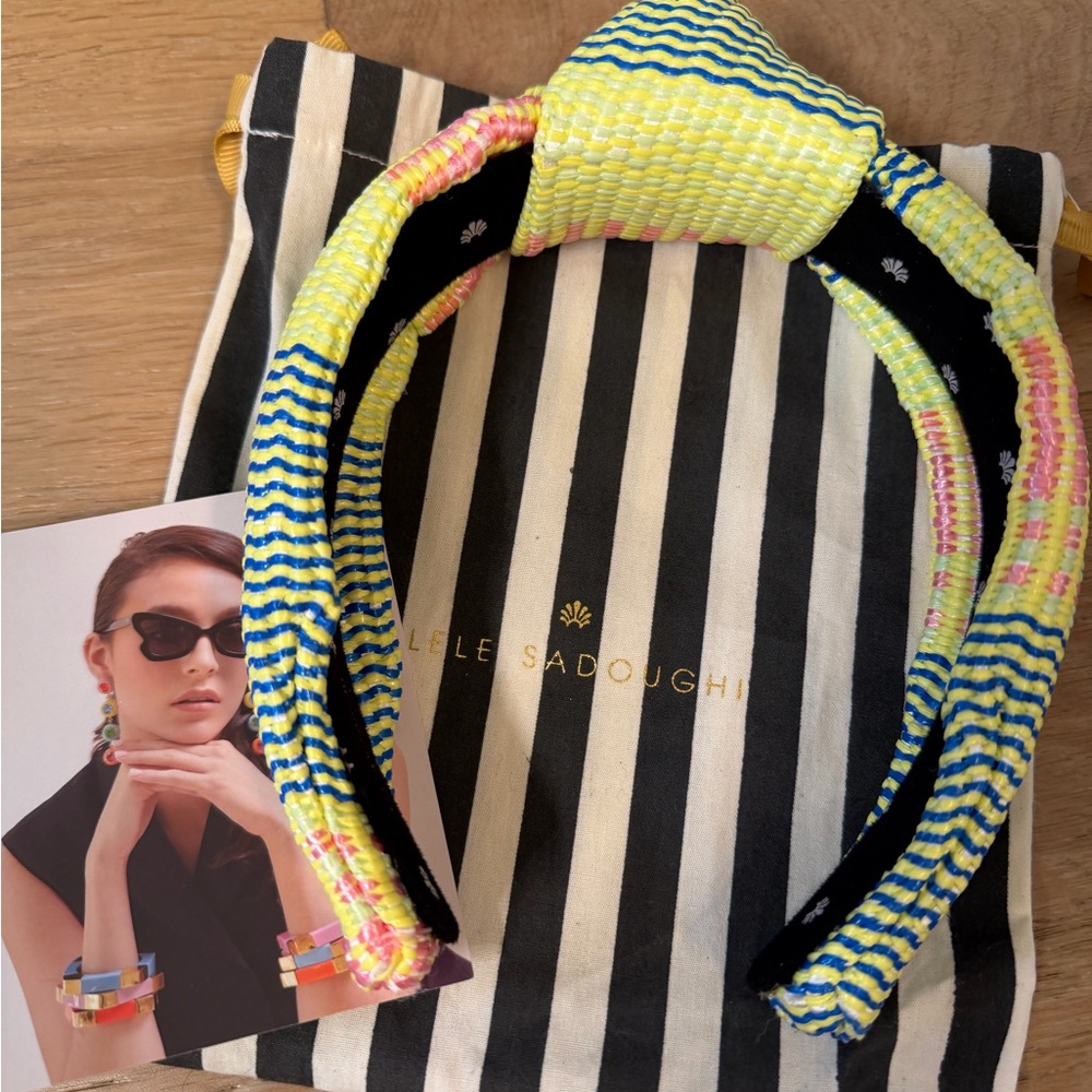 Lele Sadoughi Vibrant mixed raffia knotted headband